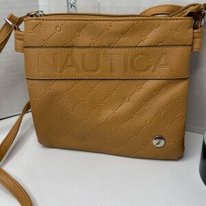 Nautica Crossbody Camel color Handbag adjustable strap 2 compartments + zipper